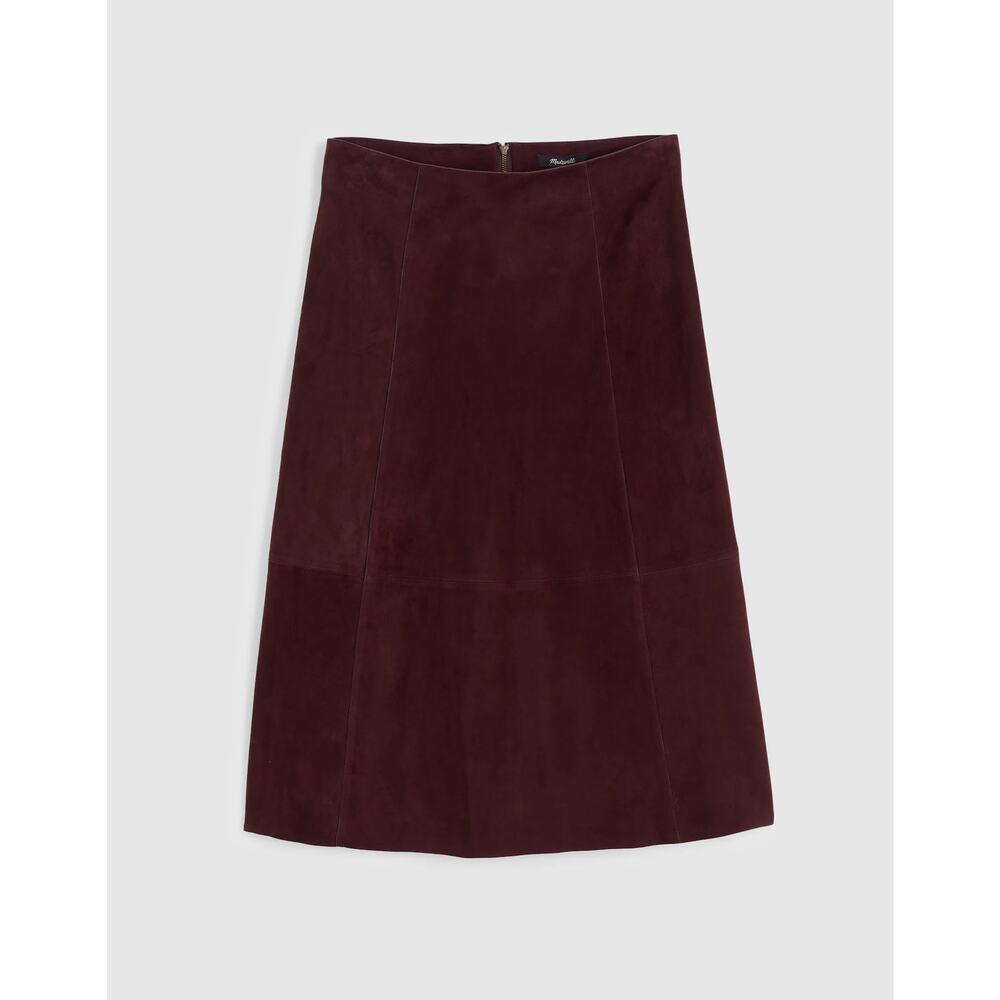 NWT Madewell Seamed Midi Skirt in Suede in Deep Plum Size 6 - Picture 4 of 4